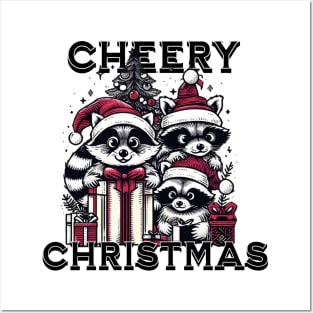 Raccoons with Presents. Merry Christmas Posters and Art